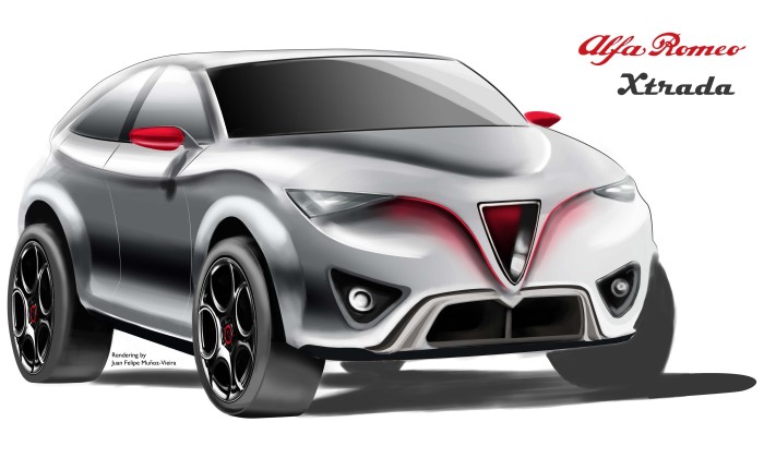 Alfa Romeo Xtrada 3/4 Front View. Rendering by: Juan Felipe Muñoz-Vieira, all rights reserved.