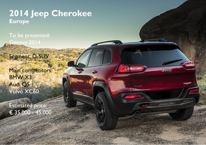 The Cherokee will hit European and Russian dealers next year and is expected to be a cheaper alternative than premium D-SUVs. 