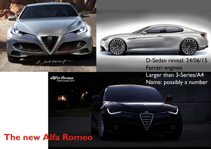 Many articles and renderings have been done referred to the new Alfa Romeo sedan. These are just some examples of how the car could look like. 